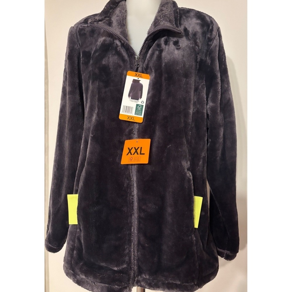 32 Degrees Plush Faux Fur Full-Zip Jacket in Dark Brown - Picture 3 of 11